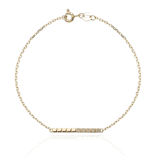 Браслет из желтого золота 585 пробы с фианитами 01Б132752