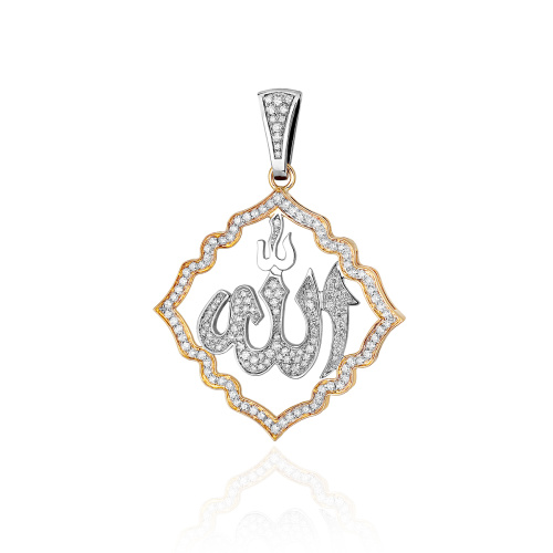Мусульманская подвеска из комбинированного золота 750 пробы с бриллиантами 01П682442