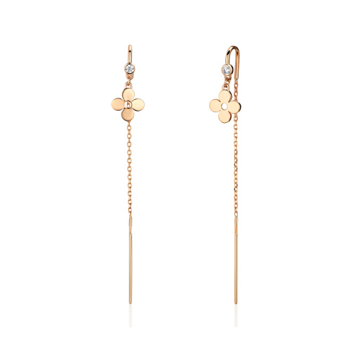 Серьги из красного золота 585 пробы с фианитами 01С1116672