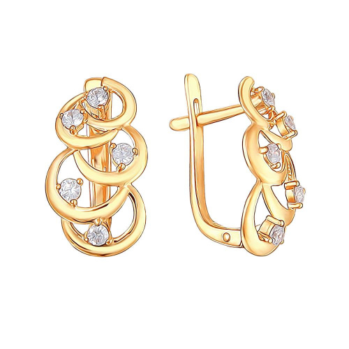 Серьги из красного золота 585 пробы с фианитами 01С1111954