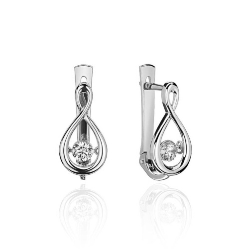 Серьги из белого золота 585 пробы с фианитами 01С127962
