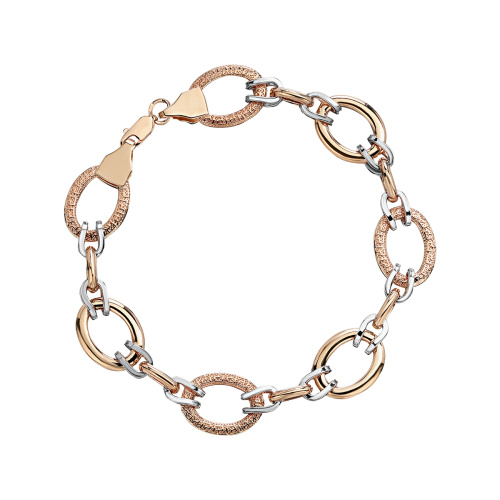 Браслет из комбинированного золота 585 пробы без вставок 01Б063116