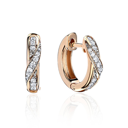 Серьги из красного золота 585 пробы с фианитами 01С1113957Р