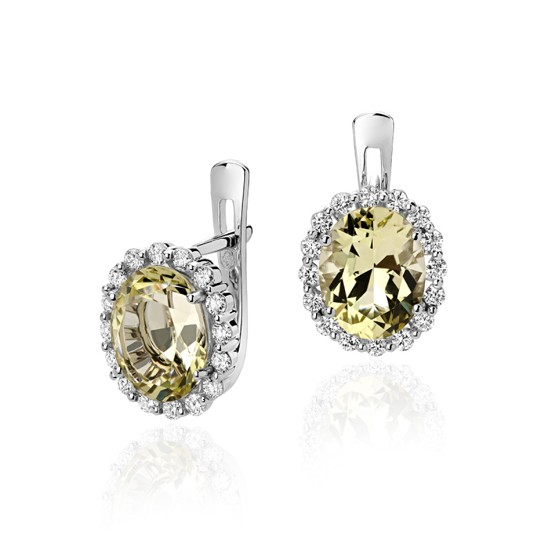 Серьги из белого золота 585 пробы с топазами и бриллиантами 01С627271-7