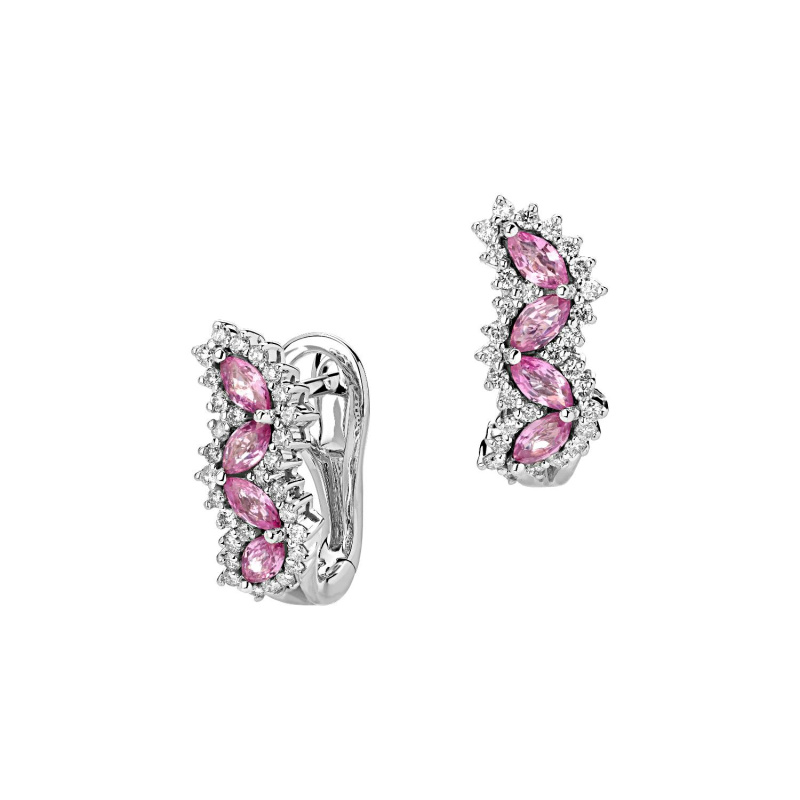 Серьги из белого золота 585 пробы с сапфирами и бриллиантами 01С6213217-5