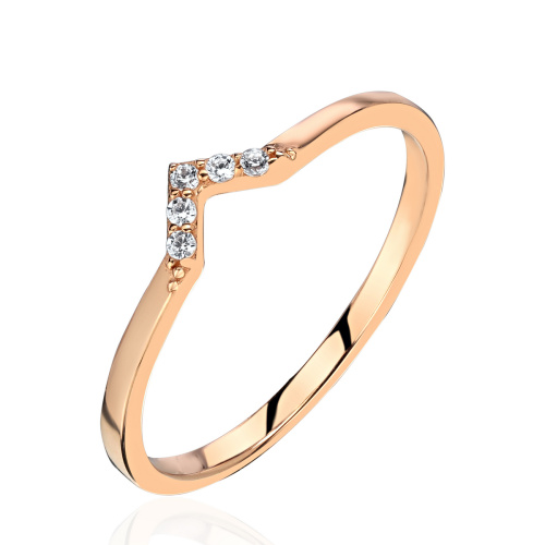 Кольцо из красного золота 585 пробы с фианитами 01К1115935