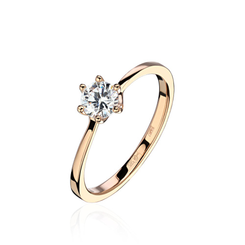 Кольцо из красного золота 585 пробы с фианитом 01К1114827