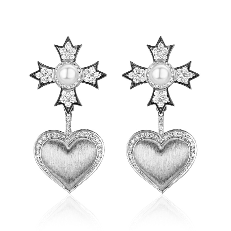 Серьги из белого золота 585 пробы 01С6215898ЧР-1