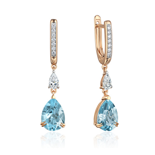 Серьги из красного золота 585 пробы с топазами и фианитами 01С3116991Р-1