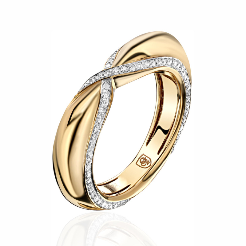 Кольцо из желтого золота 585 пробы с бриллиантами 01К6315303