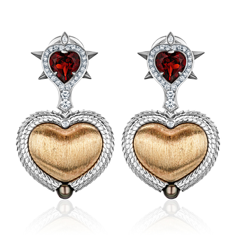 Серьги из комбинированного золота 585 пробы 01С6615828ЧРЖ-2