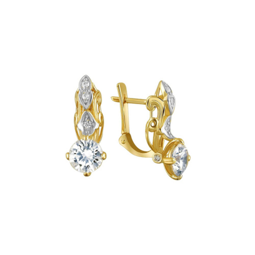 Серьги из желтого золота 585 пробы с фианитами 01С1311992Р