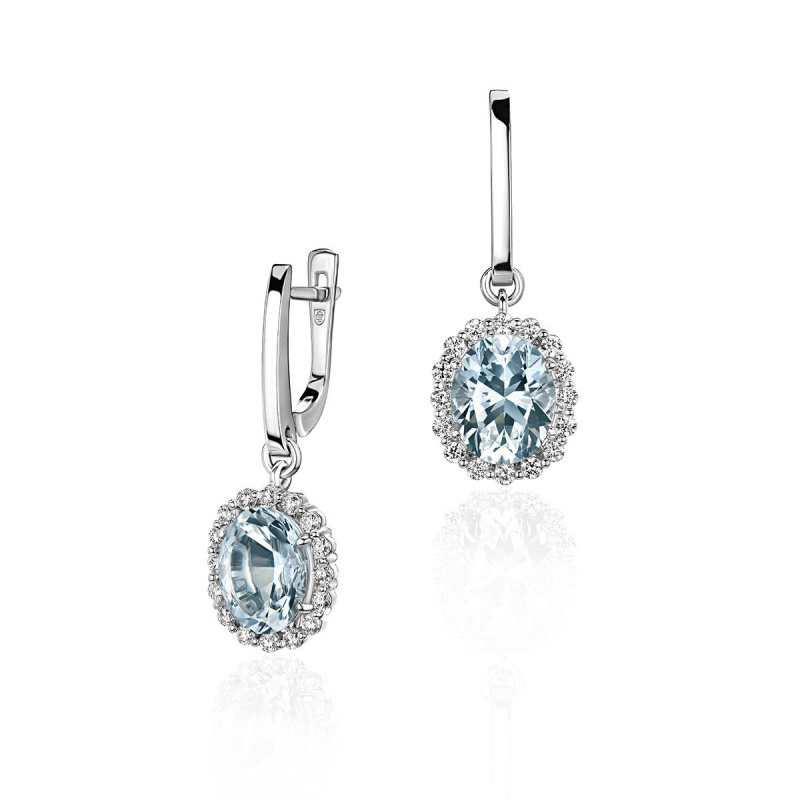 Серьги из белого золота 585 пробы с топазами и бриллиантами 01С6251032-5