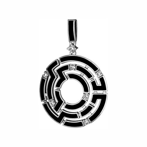 Подвеска из белого золота 750 пробы с бриллиантами и эмалью 01П676502Э