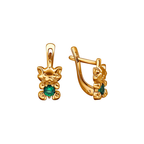 Серьги из красного золота 585 пробы с синт.шпинелью 01С2111666-3