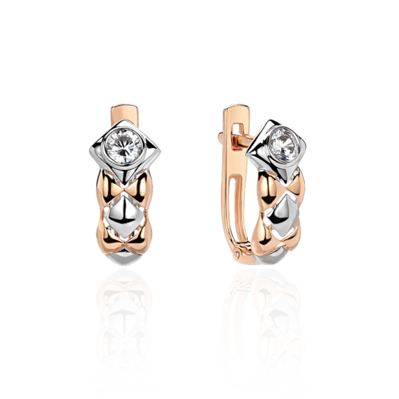 Серьги из красного золота 585 пробы с фианитами 01С1112325Р