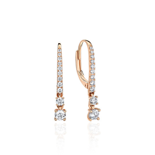 Серьги из красного золота 585 пробы с фианитами 01С1114873