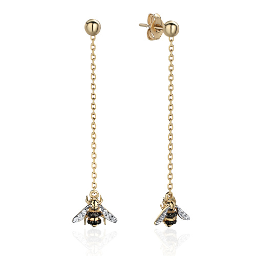 Серьги из желтого золота 585 пробы с фианитами 01С2315184Р-1