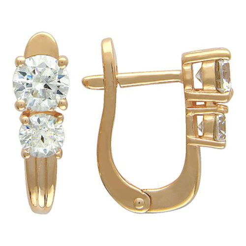 Серьги из красного золота 585 пробы с фианитами 01С114651