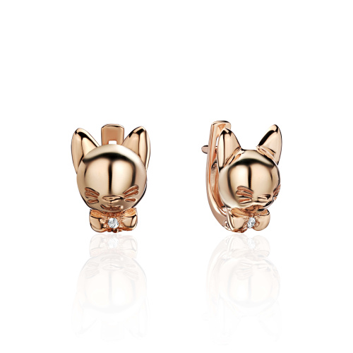 Серьги из красного золота 585 пробы с фианитами 01С1115218