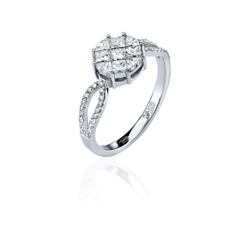 Кольцо из белого золота 585 пробы с бриллиантами 01К626905Z