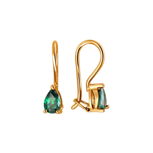 Серьги из красного золота 585 пробы с наноизумрудами 01С214804-2