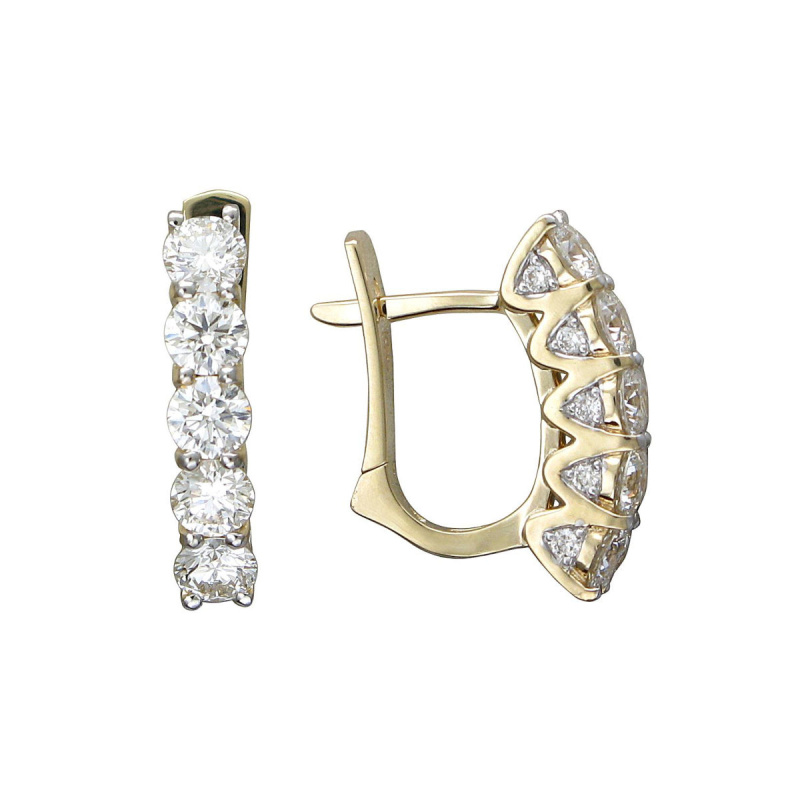 Серьги из желтого золота 585 пробы с бриллиантами 01С6313382