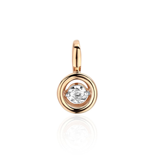 Подвеска из комбинированного золота 585 пробы с бриллиантом 01П6671070