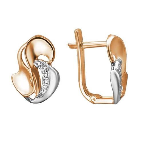 Серьги из красного золота 585 пробы с фианитами 01С1114034Р