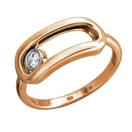 Кольцо из красного золота 585 пробы с фианитом 01К1114066