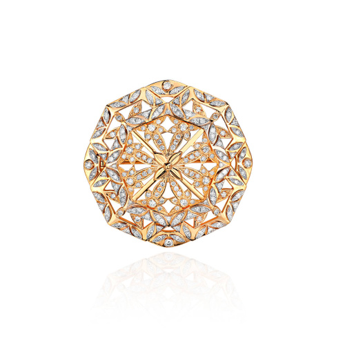 Брошь из желтого золота 750 пробы с бриллиантами 01Ш640347