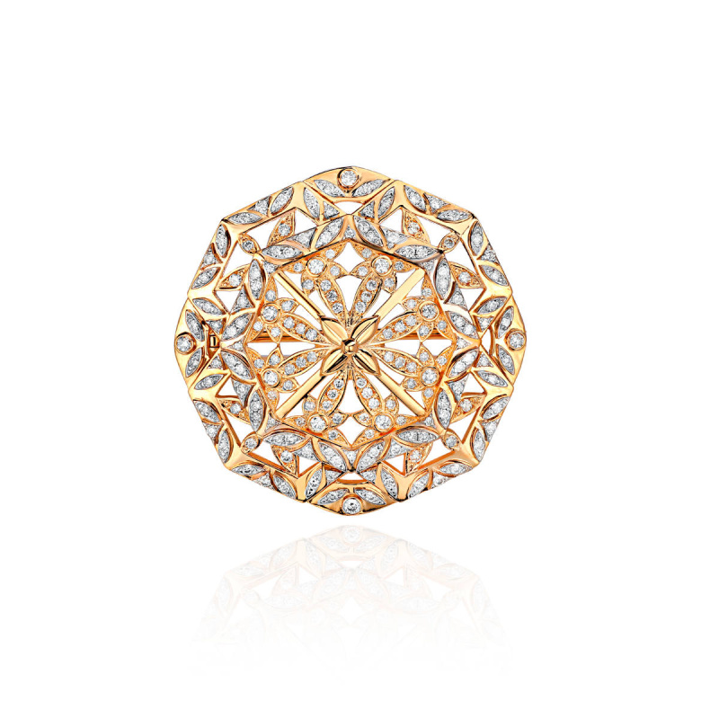 Брошь из желтого золота 750 пробы с бриллиантами 01Ш640347