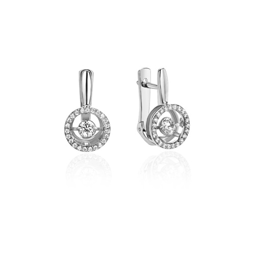Серьги из белого золота 585 пробы с фианитами 01С127959