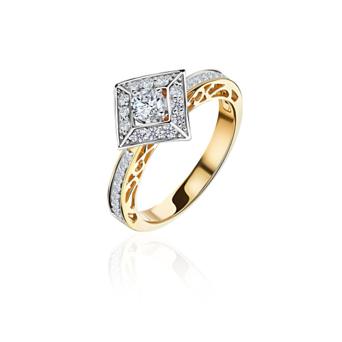 Кольцо из комбинированного золота 585 пробы с бриллиантами 01К6615263Ж