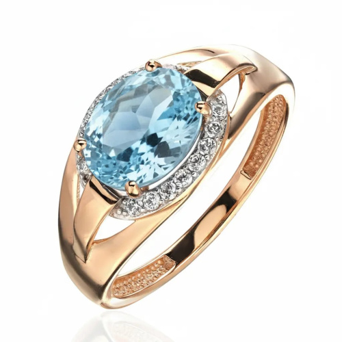Кольцо из красного золота 585 пробы с топазом и фианитами 01К3116571Р-2