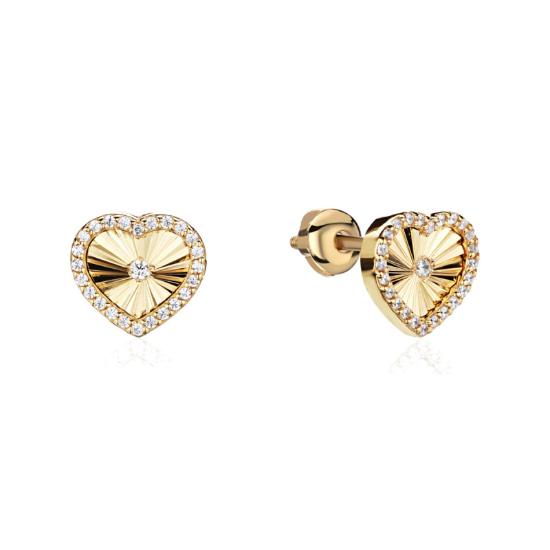 Серьги из желтого золота 585 пробы с фианитами 01С1315088