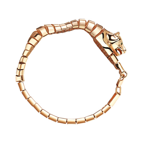 Браслет из красного золота 585 пробы с наноизумрудами 01Б213687-1