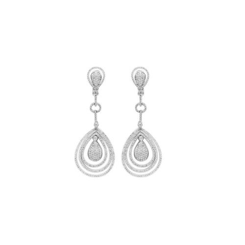 Серьги из белого золота 750 пробы с бриллиантами 01С674909