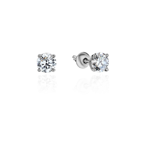 Серьги из белого золота 585 пробы с фианитами 01С124654