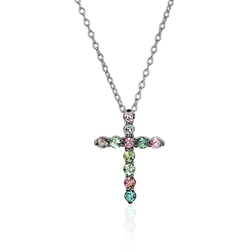 Колье из белого золота 585 пробы с турмалинами 01Л3201103-4