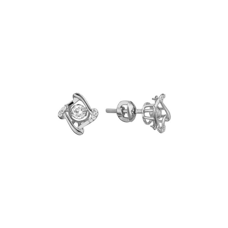 Серьги из белого золота 585 пробы с фианитами 01С1211854