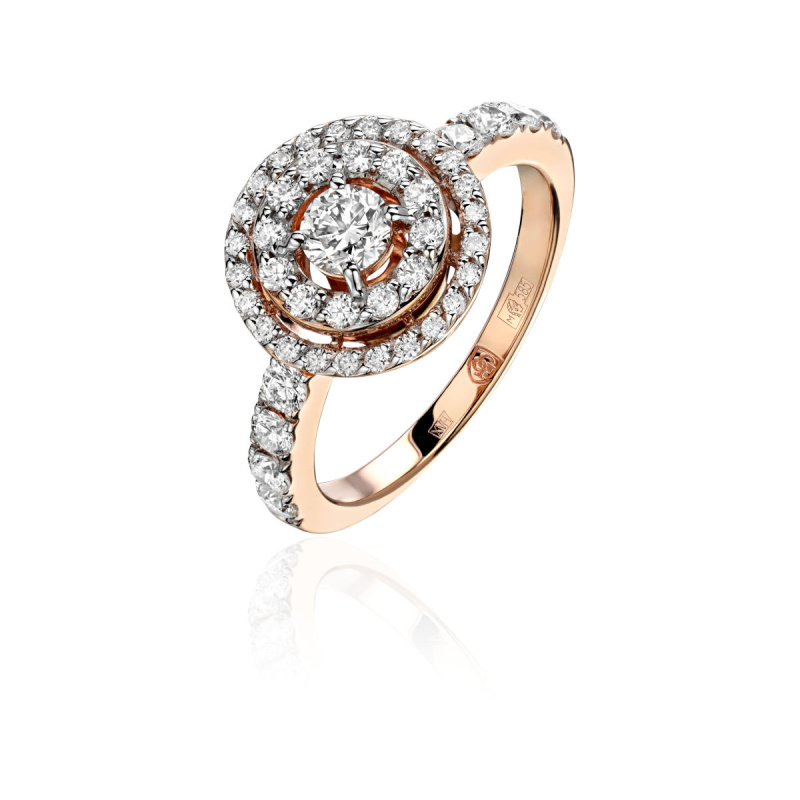 Кольцо из красного золота 585 пробы с бриллиантами 01К615361