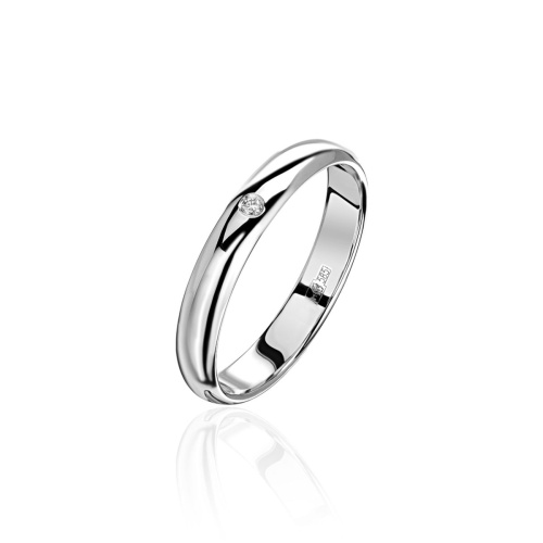 Обручальное кольцо из белого золота 585 пробы с бриллиантом 01О620247