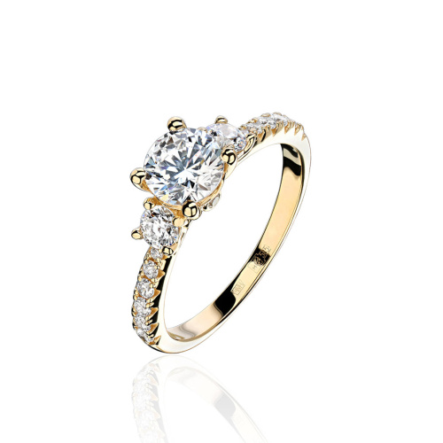 Кольцо из желтого золота 585 пробы c фианитами 01К1313715