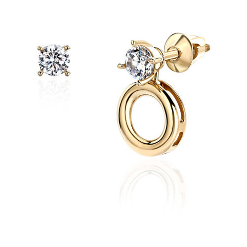 Серьги из желтого золота 585 пробы с фианитами 01С1313029