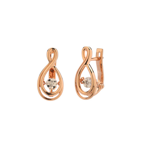 Серьги из двух цветов золота 585 пробы с бриллиантами 01С667963