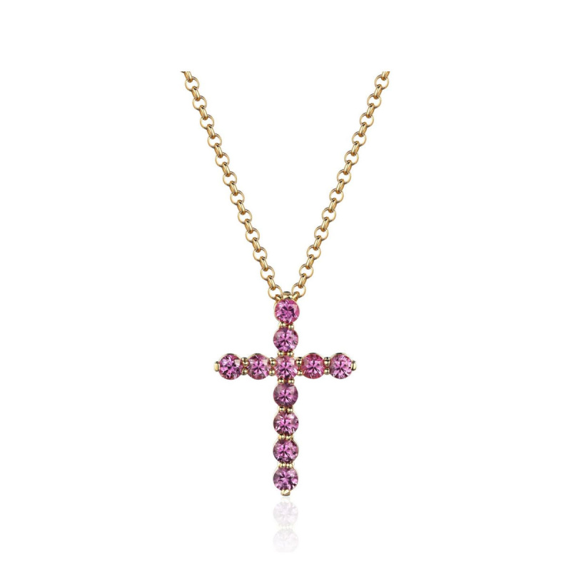 Колье из желтого золота 585 пробы с сапфирами 01Л532345-1