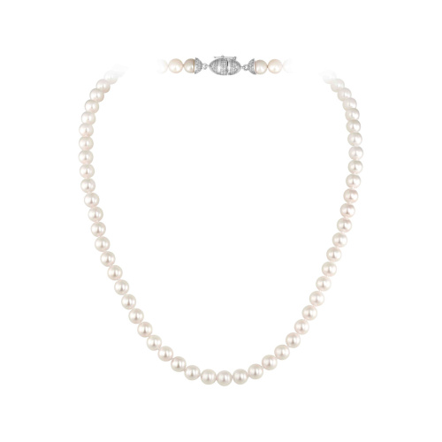 Колье из белого золота 585 пробы с жемчугом и бриллиантами 01Л621653-1