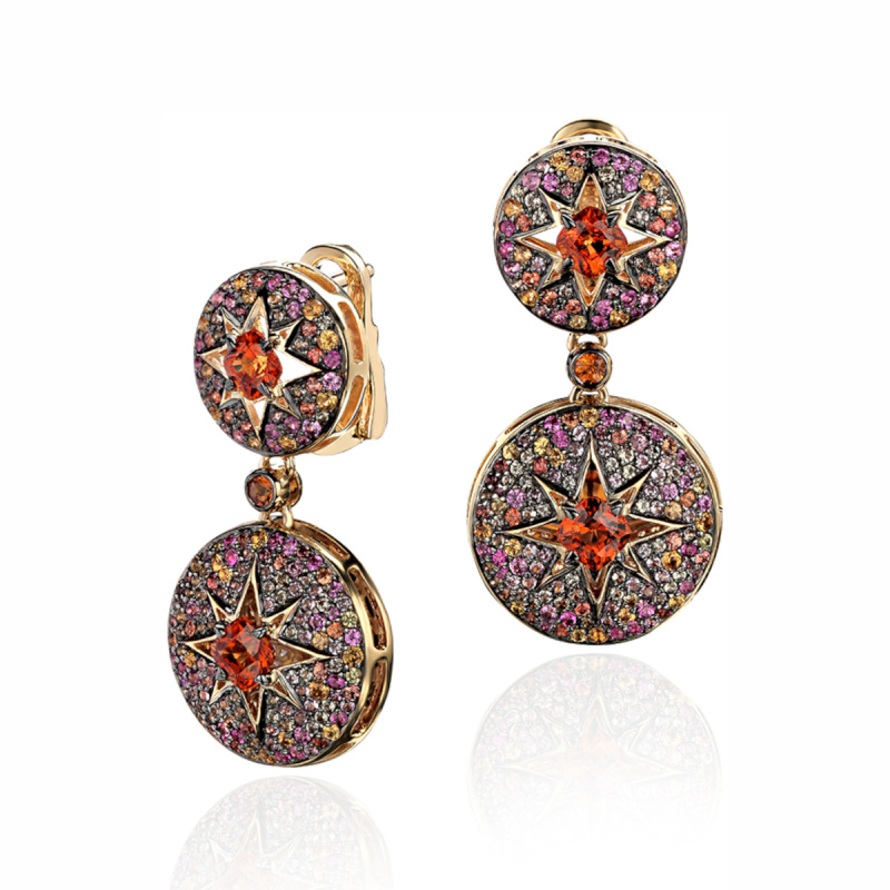 Серьги из желтого золота 585 пробы с сапфирами 01С5312542-5