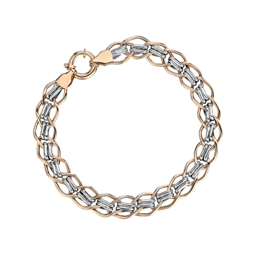 Браслет из комбинированного золота 585 пробы без вставок 01Б0621089Ж